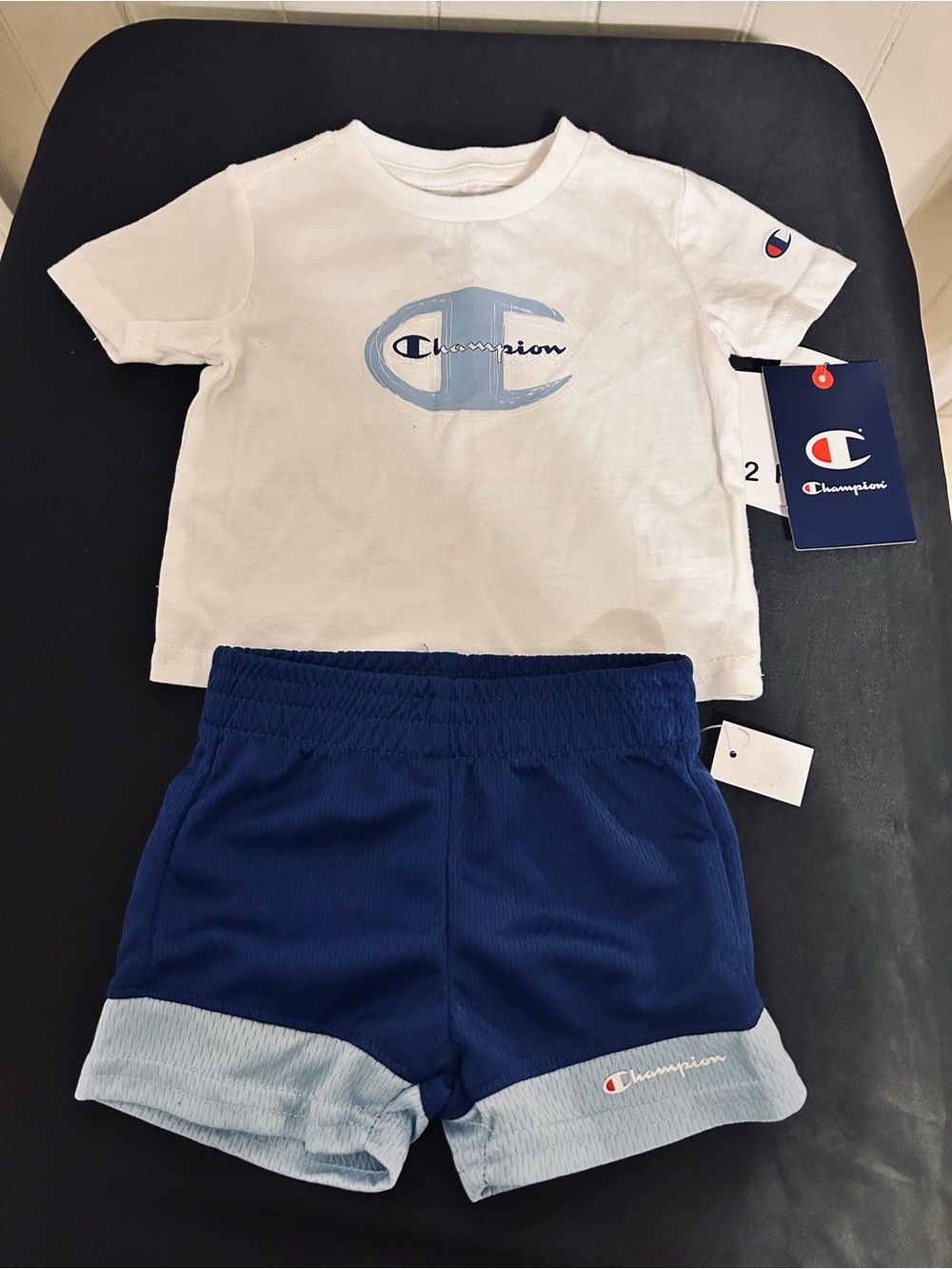 Champion 2 Pc White Tee and Navy Shorts Set/Size 3Months/NWT